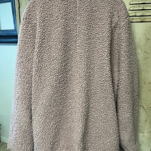 Stoosh Mauve Lined Sherpa Teddy Bear Coat Size L - Picture 6 of 8